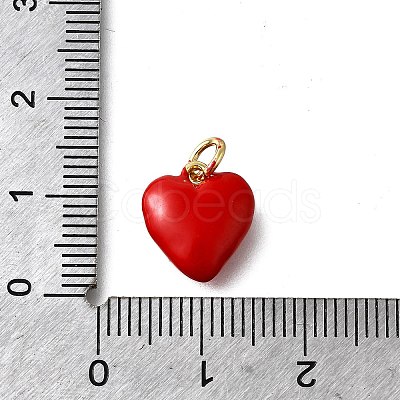 Brass Red Enamel Charms KK-Z102-23G-05-1