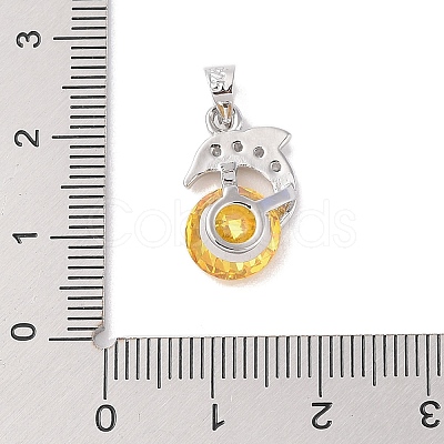 Rack Plating Brass Micro Pave Cubic Zirconia Pendants ZIRC-I066-01P-01-1