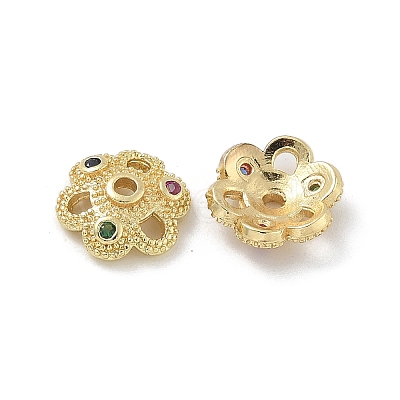 Brass Micro Pave Cubic Zirconia Bead Caps ZIRC-F141-18G-02-1