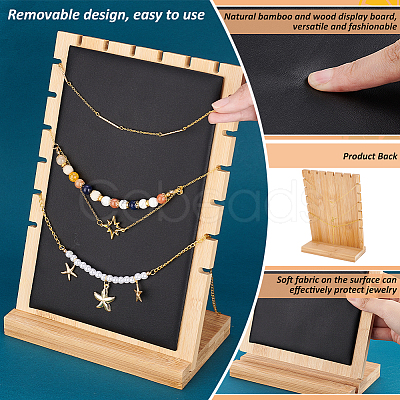 2 Bags Bamboo Wood Multiple Necklace Display Stands NDIS-PH0001-10C-1