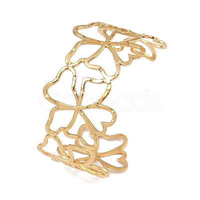 Hollow 304 Stainless Steel Cuff Bangles for Women BJEW-L709-03G-1