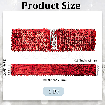 Sparkle Sequins Wide Elastic Dress Belts AJEW-WH20128-026P-02-1