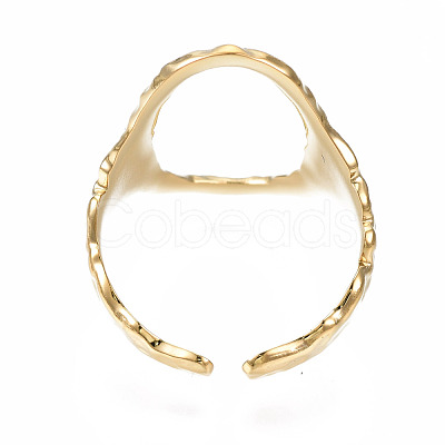 304 Stainless Steel Oval Open Cuff Ring RJEW-T023-91G-1