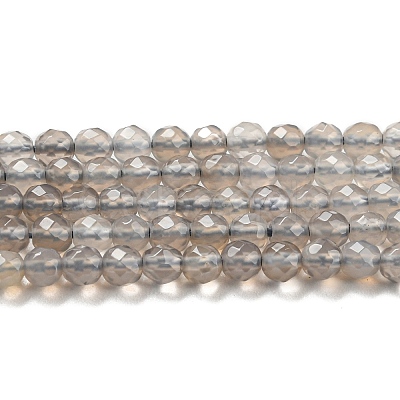 Natural Grey Agate Beads Strands G-Q004-B01-01-1