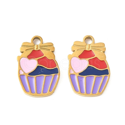 304 Stainless Steel Enamel Charms STAS-R168-01A-G-1
