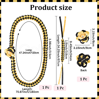 Polyester Graduation Honor Ribbon & Braided Bracelets & Brooch Sets AJEW-WH20816-001A-1