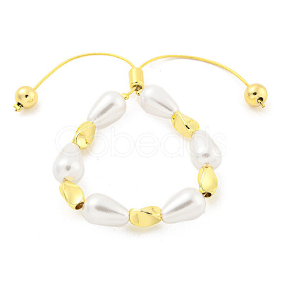 Teardrop ABS Imitation Pearl Slider Bracelets BJEW-P322-12G-1