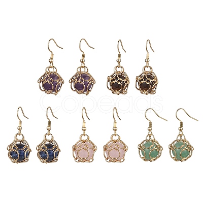 Natural Mixed Gemstone Dangle Earrings EJEW-JE05659-01-1