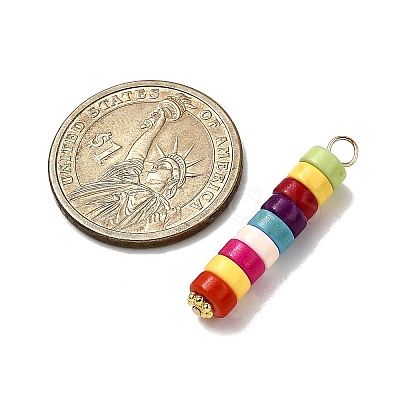 Dyed Synthetic Turquoise Column Pendants PALLOY-JF04536-02-1