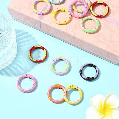 14Pcs Spray Painted Alloy Spring Gate Rings FIND-FS0004-58-1