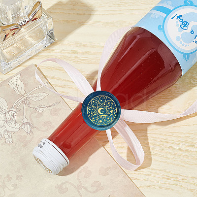 Brass Wax Seal Stamps with Wood Handle AJEW-WH0412-0150-1