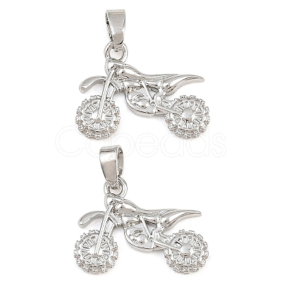Brass Micro Pave Clear Cubic Zirconia Pendants CU-CBABDE1-04P-1