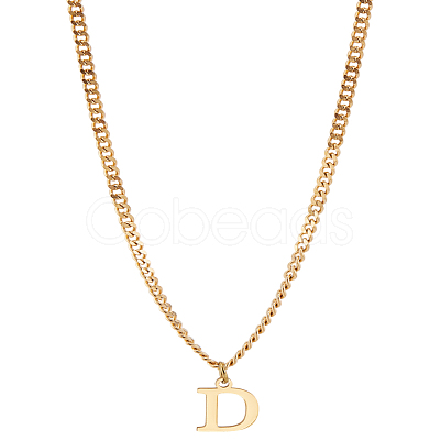 1Pc 304 Stainless Steel Letter Pendant Necklaces NJEW-LP0001-33D-G-1