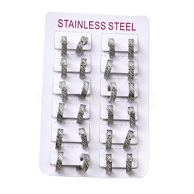 304 Stainless Steel Hoop Earrings EJEW-L302-03B-P-1