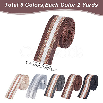 10 Yards 5 Colors Filigree Polyester Striped Ribbon OCOR-AR0001-61-1