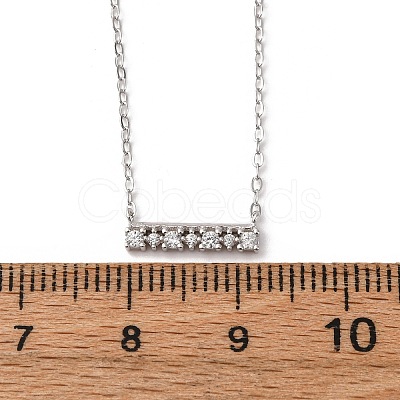 925 Sterling Silver Micro Pave Clear Cubic Zirconia Rectangle Pendant Necklaces for Women NJEW-D316-02P-1