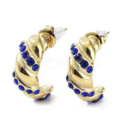 Glass Stud Earrings EJEW-P245-06G-1