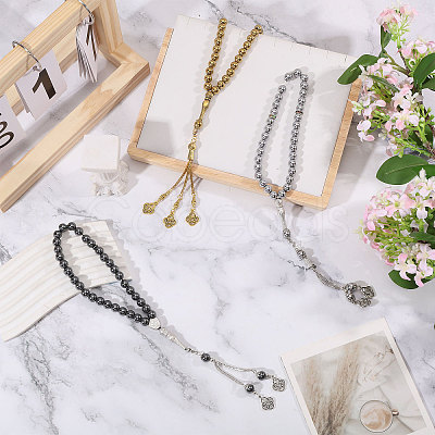 3Pcs 3 Colors Alloy Knot Charm Bracelets BJEW-PH0004-70-1