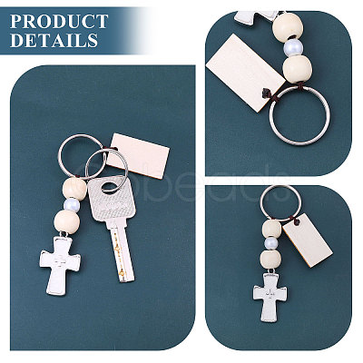 Wood & Alloy Enamel Pendants Baptism Keychin KEYC-CA00006-1