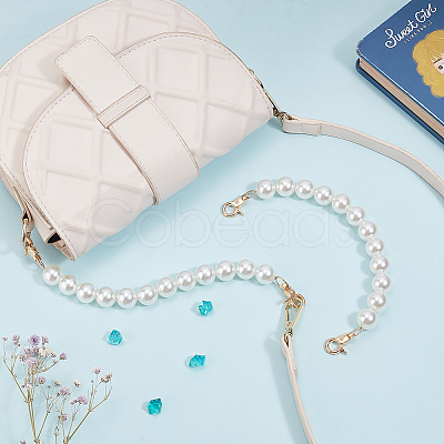 Plastic Imitation Pearl Beaded Bag Handles FIND-PH0009-45-1