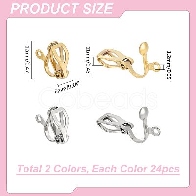 48Pcs 2 Colors 304 Stainless Steel Clip-on Earring Findings STAS-ME0001-65-1