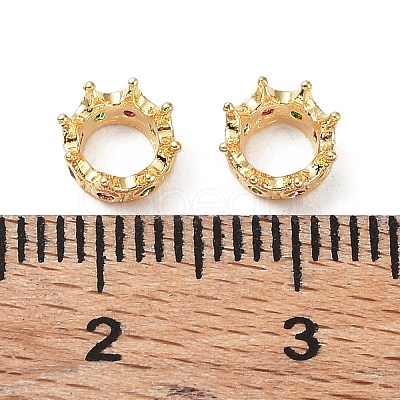 Brass Micro Pave Cubic Zirconia Beads KK-A189-12G-1