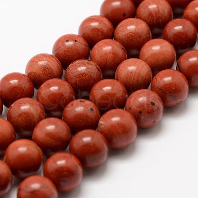 Natural Red Jasper Beads Strands X-G-E375-6mm-03-1
