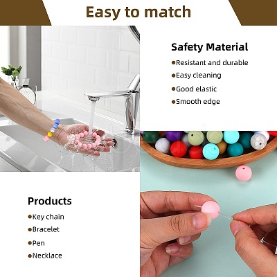 80Pcs Round Silicone Focal Beads SIL-SZ0001-24-39-1