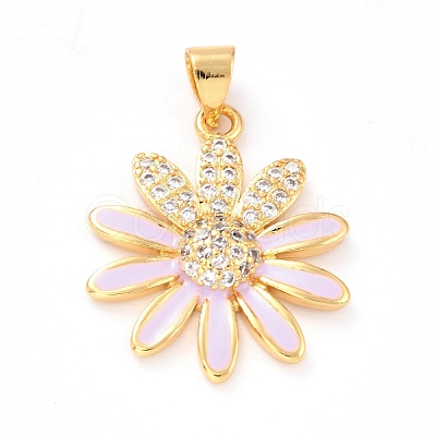 Real 18K Gold Plated Brass Micro Pave Cubic Zirconia Pendants ZIRC-L100-087G-07-1