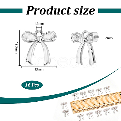 16Pcs Brass Micro Pave Clear Cubic Zirconia Charms KK-UN0003-50P-1