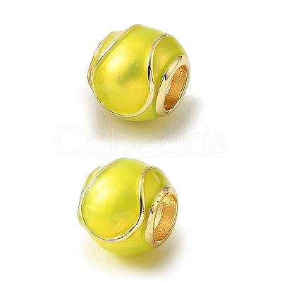 Sports Ball Brass Enamel European Beads KK-CBAF2EC-03G-1