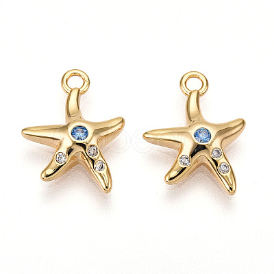 Brass Micro Pave Cubic Zirconia Charms KK-N261-99G-1