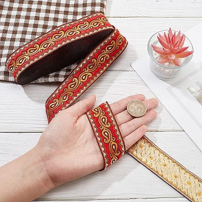 Ethnic Embroidery Polyester Flat Ribbons OCOR-WH0060-38C-1