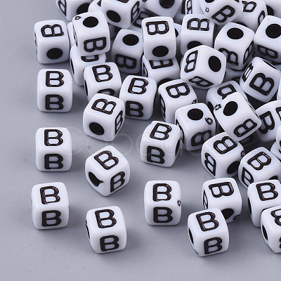 White Opaque Acrylic Beads MACR-R869-02B-1