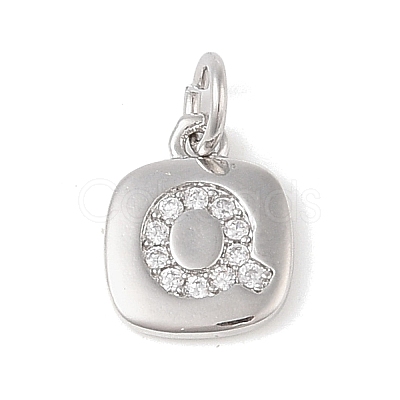 Rack Plating Brass Micro Pave CLear Cubic Zirconia Charms KK-E110-14P-Q-1