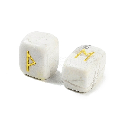 Rectangle Natural Howlite Rune Stones G-Z059-01B-1