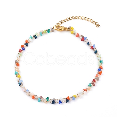 Glass Beaded Multi-strand Anklets AJEW-AN00428-1