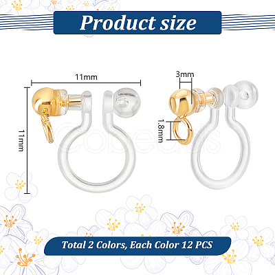 24Pcs 2 Colors Plastic Clip-on Earring Findings STAS-PH0005-70-1