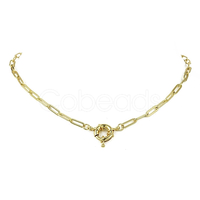 4MM Brass Paperclip Chain Necklaces with Spring Ring Clasps for Women NJEW-JN06007-1