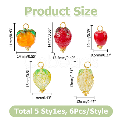 30Pcs 5 Styless Handmade Lampwork Pendants PALLOY-HS00034-1