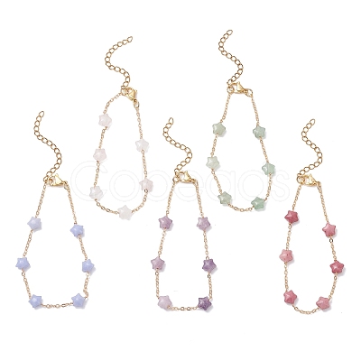 Natural Mixed Gemstone Beaded Link Bracelets BJEW-JB12851-1