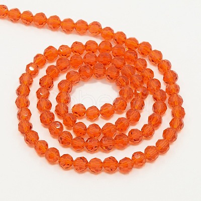 Faceted(32 Facets) Round Glass Beads Strands X-EGLA-J042-4mm-18-1