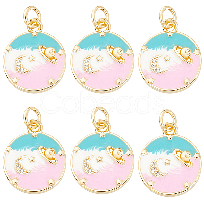 6Pcs Rack Plating Brass Pendants KK-BBC0028-83-1