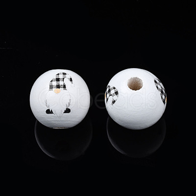 Painted Natural Wood Round Beads WOOD-N006-180B-1