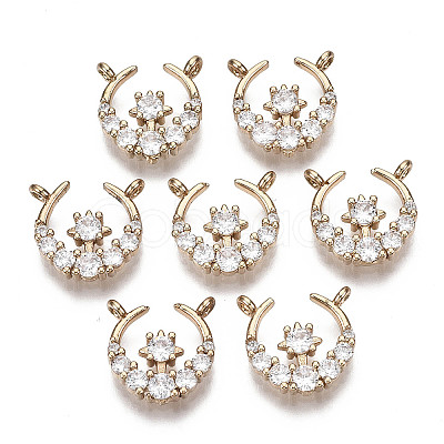 Brass Micro Pave Cubic Zirconia Pendants X-KK-R111-074-1