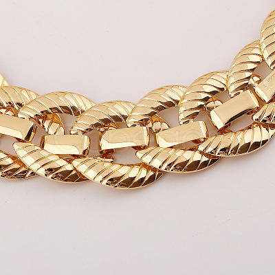 Alloy Textured Oval Link Chain Necklaces for Women FS-WG23DE5-01-1