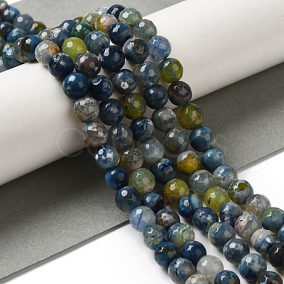 Dyed & Heated Natural Fire Crackle Agate Beads Strands G-P539-B01-02-1