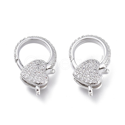 Brass Micro Pave Clear Cubic Zirconia Lobster Claw Clasps ZIRC-Q024-15P-1