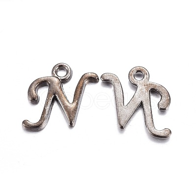 Gunmetal Plated Alloy Letter Pendants PALLOY-J718-01B-N-1