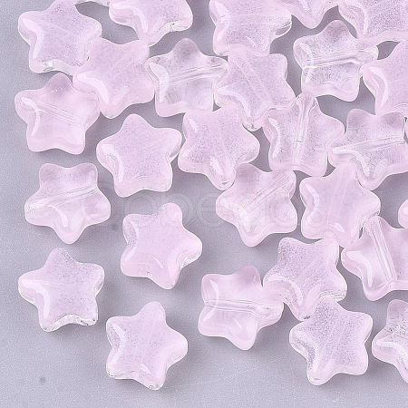 Transparent Spray Painted Glass Beads X1-GLAA-N035-01-A02-1